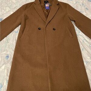 Topman Tan Double-Breasted Trench Coat